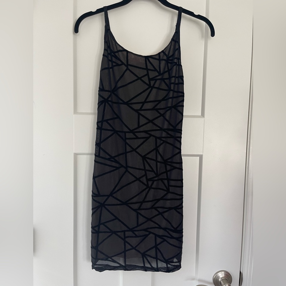 Luxxel Mesh Overlay Bodycon Mini Dress Black size medium